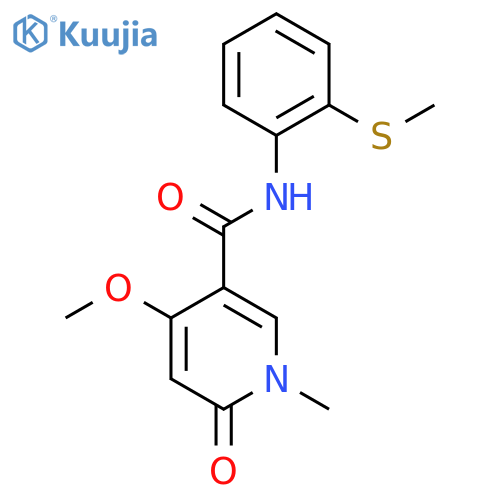 4-methoxy-1-methyl-N-(2-(methylthio)phenyl)-6-oxo-1,6-dihydropyridine-3-carboxamide structure