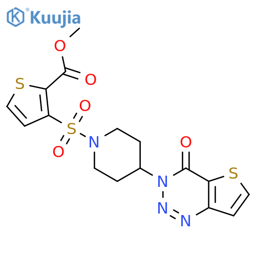 methyl 3-(4-{4-oxo-3H,4H-thieno3,2-d1,2,3triazin-3-yl}piperidin-1-yl)sulfonylthiophene-2-carboxylate structure