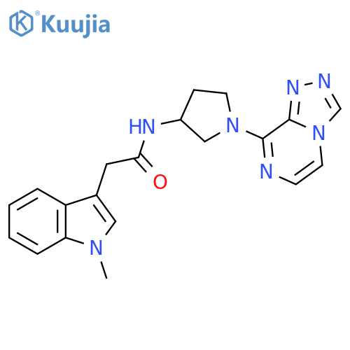 2-(1-methyl-1H-indol-3-yl)-N-(1-{1,2,4triazolo4,3-apyrazin-8-yl}pyrrolidin-3-yl)acetamide structure