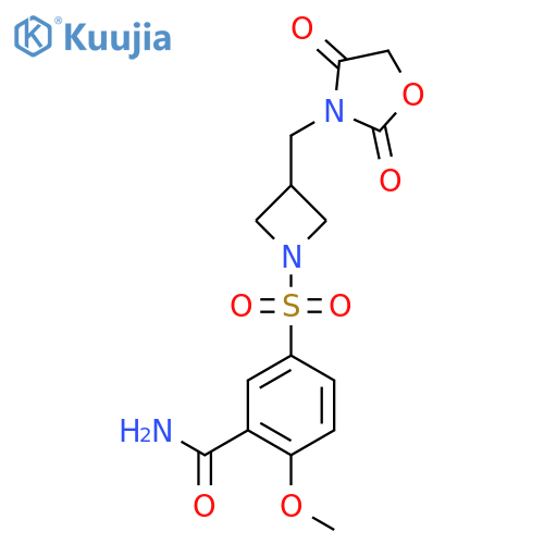 5-({3-(2,4-dioxo-1,3-oxazolidin-3-yl)methylazetidin-1-yl}sulfonyl)-2-methoxybenzamide structure