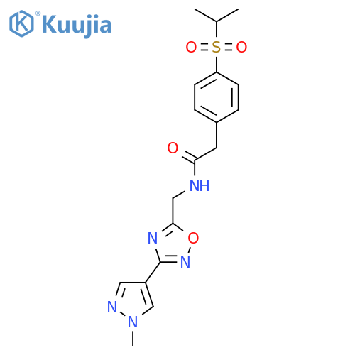 N-{3-(1-methyl-1H-pyrazol-4-yl)-1,2,4-oxadiazol-5-ylmethyl}-2-4-(propane-2-sulfonyl)phenylacetamide structure