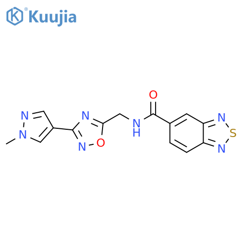 N-{3-(1-methyl-1H-pyrazol-4-yl)-1,2,4-oxadiazol-5-ylmethyl}-2,1,3-benzothiadiazole-5-carboxamide structure