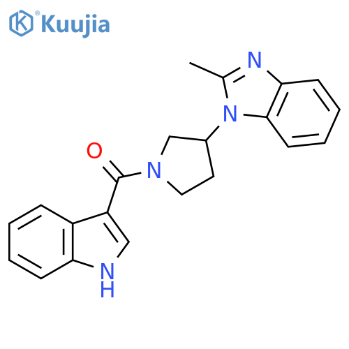 1-[1-(1H-indole-3-carbonyl)pyrrolidin-3-yl]-2-methyl-1H-1,3-benzodiazole structure