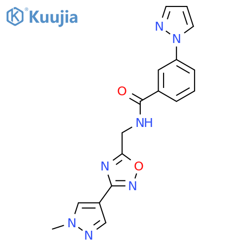 N-{3-(1-methyl-1H-pyrazol-4-yl)-1,2,4-oxadiazol-5-ylmethyl}-3-(1H-pyrazol-1-yl)benzamide structure