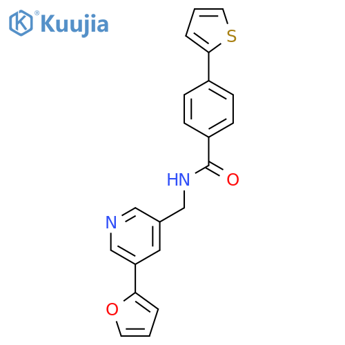 N-{5-(furan-2-yl)pyridin-3-ylmethyl}-4-(thiophen-2-yl)benzamide structure