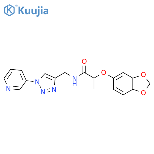 2-(2H-1,3-benzodioxol-5-yloxy)-N-{[1-(pyridin-3-yl)-1H-1,2,3-triazol-4-yl]methyl}propanamide structure