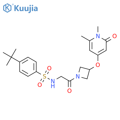 4-tert-butyl-N-[2-[3-(1,2-dimethyl-6-oxopyridin-4-yl)oxyazetidin-1-yl]-2-oxoethyl]benzenesulfonamide structure