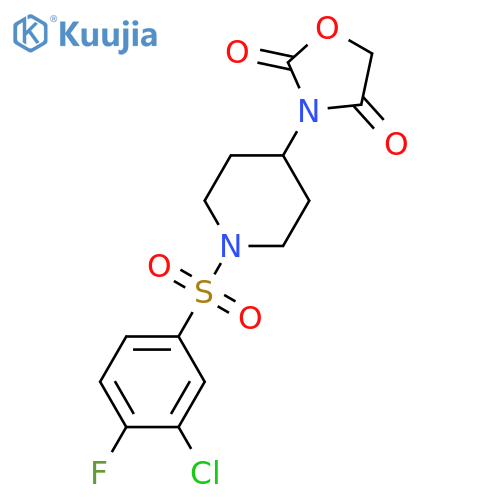 3-[1-(3-chloro-4-fluorophenyl)sulfonylpiperidin-4-yl]-1,3-oxazolidine-2,4-dione structure