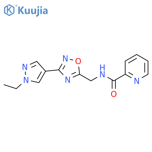 N-{3-(1-ethyl-1H-pyrazol-4-yl)-1,2,4-oxadiazol-5-ylmethyl}pyridine-2-carboxamide structure