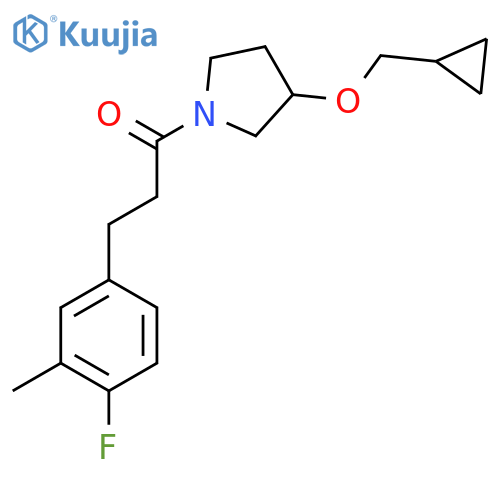 1-3-(cyclopropylmethoxy)pyrrolidin-1-yl-3-(4-fluoro-3-methylphenyl)propan-1-one structure