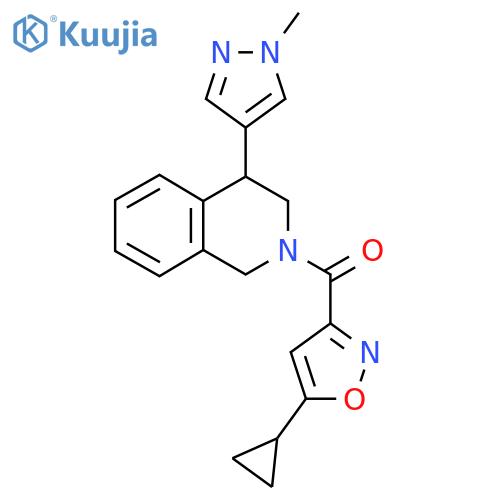 2-(5-cyclopropyl-1,2-oxazole-3-carbonyl)-4-(1-methyl-1H-pyrazol-4-yl)-1,2,3,4-tetrahydroisoquinoline structure