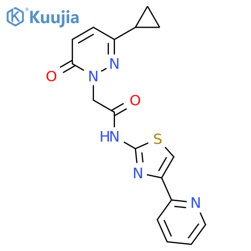 2-(3-cyclopropyl-6-oxo-1,6-dihydropyridazin-1-yl)-N-[4-(pyridin-2-yl)-1,3-thiazol-2-yl]acetamide structure