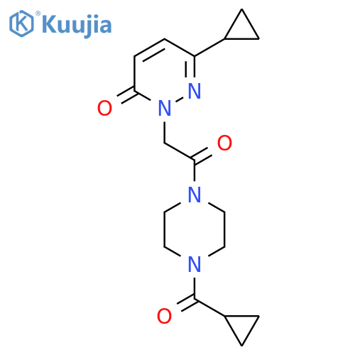 2-[2-(4-cyclopropanecarbonylpiperazin-1-yl)-2-oxoethyl]-6-cyclopropyl-2,3-dihydropyridazin-3-one structure