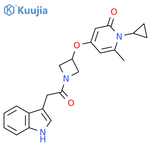 4-((1-(2-(1H-indol-3-yl)acetyl)azetidin-3-yl)oxy)-1-cyclopropyl-6-methylpyridin-2(1H)-one structure