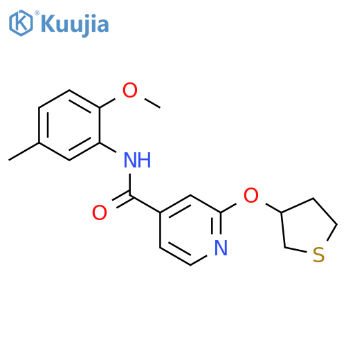 N-(2-methoxy-5-methylphenyl)-2-(thiolan-3-yloxy)pyridine-4-carboxamide structure