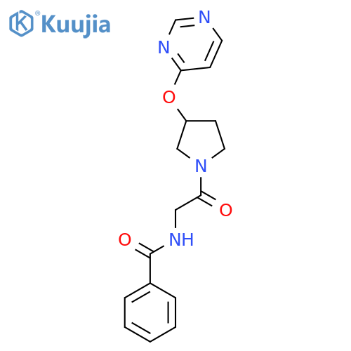 N-(2-oxo-2-(3-(pyrimidin-4-yloxy)pyrrolidin-1-yl)ethyl)benzamide structure