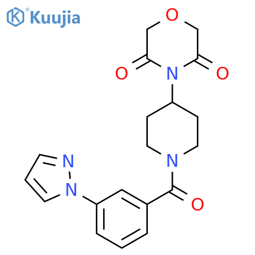 4-{1-[3-(1H-pyrazol-1-yl)benzoyl]piperidin-4-yl}morpholine-3,5-dione structure