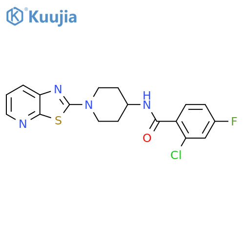 2-chloro-4-fluoro-N-(1-{1,3thiazolo5,4-bpyridin-2-yl}piperidin-4-yl)benzamide structure