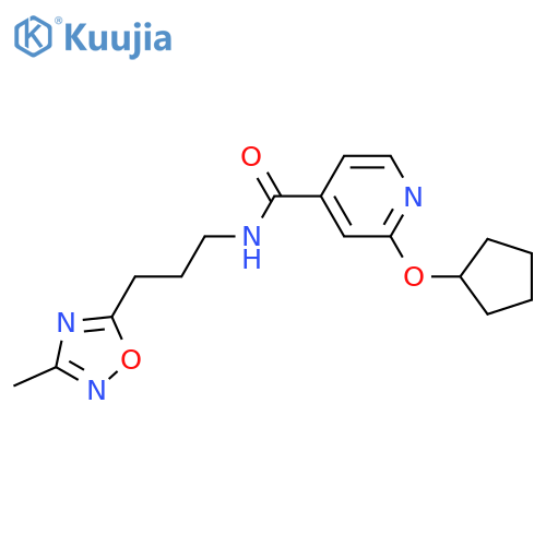 2-cyclopentyloxy-N-[3-(3-methyl-1,2,4-oxadiazol-5-yl)propyl]pyridine-4-carboxamide structure