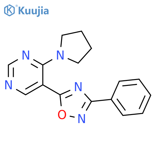 5-(3-phenyl-1,2,4-oxadiazol-5-yl)-4-(pyrrolidin-1-yl)pyrimidine structure
