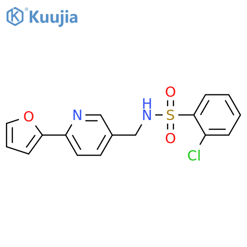 2-chloro-N-{[6-(furan-2-yl)pyridin-3-yl]methyl}benzene-1-sulfonamide structure