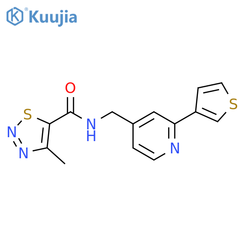 4-methyl-N-{[2-(thiophen-3-yl)pyridin-4-yl]methyl}-1,2,3-thiadiazole-5-carboxamide structure