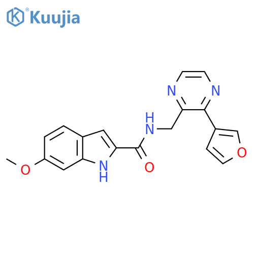 N-{3-(furan-3-yl)pyrazin-2-ylmethyl}-6-methoxy-1H-indole-2-carboxamide structure