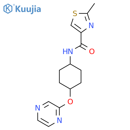 2-methyl-N-[(1r,4r)-4-(pyrazin-2-yloxy)cyclohexyl]-1,3-thiazole-4-carboxamide structure