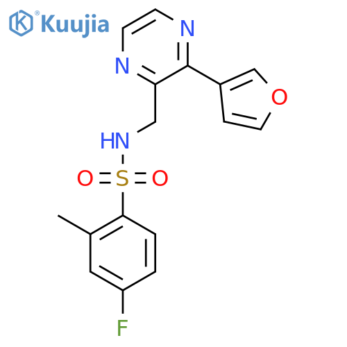 4-fluoro-N-{3-(furan-3-yl)pyrazin-2-ylmethyl}-2-methylbenzene-1-sulfonamide structure