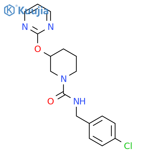 N-[(4-chlorophenyl)methyl]-3-(pyrimidin-2-yloxy)piperidine-1-carboxamide structure