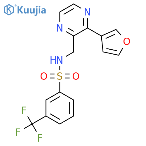 N-{3-(furan-3-yl)pyrazin-2-ylmethyl}-3-(trifluoromethyl)benzene-1-sulfonamide structure