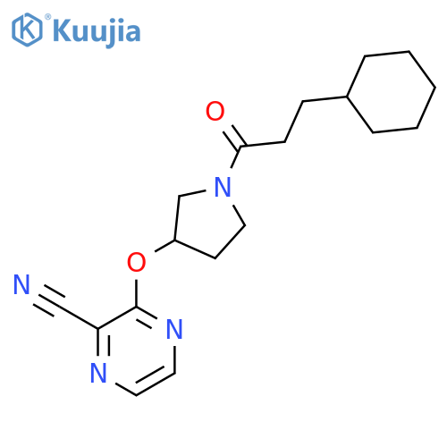 3-{[1-(3-cyclohexylpropanoyl)pyrrolidin-3-yl]oxy}pyrazine-2-carbonitrile structure
