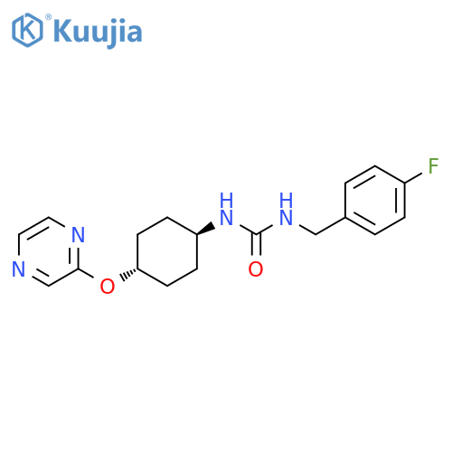 1-[(4-fluorophenyl)methyl]-3-[(1r,4r)-4-(pyrazin-2-yloxy)cyclohexyl]urea structure