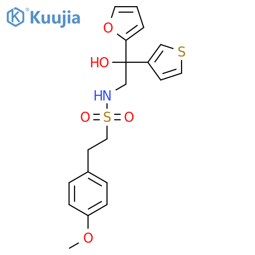 N-2-(furan-2-yl)-2-hydroxy-2-(thiophen-3-yl)ethyl-2-(4-methoxyphenyl)ethane-1-sulfonamide structure