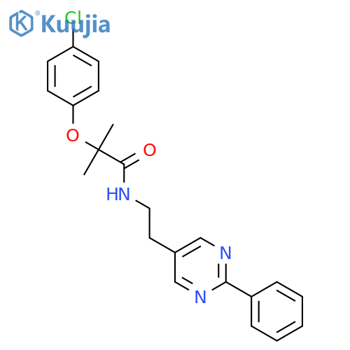 2-(4-chlorophenoxy)-2-methyl-N-[2-(2-phenylpyrimidin-5-yl)ethyl]propanamide structure