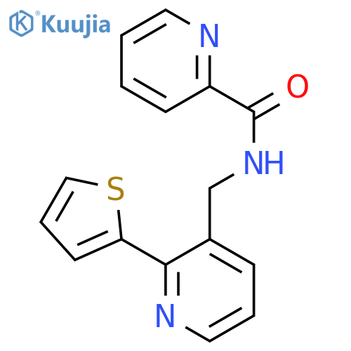 N-{[2-(thiophen-2-yl)pyridin-3-yl]methyl}pyridine-2-carboxamide structure