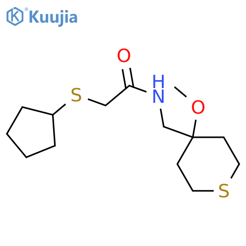 2-(cyclopentylsulfanyl)-N-(4-methoxythian-4-yl)methylacetamide structure