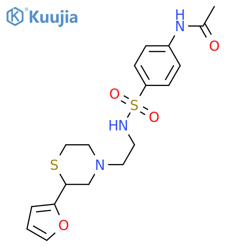 N-(4-{[2-(furan-2-yl)-2-(thiomorpholin-4-yl)ethyl]sulfamoyl}phenyl)acetamide structure