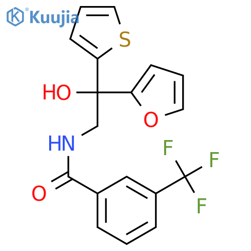 N-[2-(furan-2-yl)-2-hydroxy-2-(thiophen-2-yl)ethyl]-3-(trifluoromethyl)benzamide structure