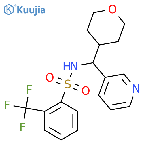N-[(oxan-4-yl)(pyridin-3-yl)methyl]-2-(trifluoromethyl)benzene-1-sulfonamide structure