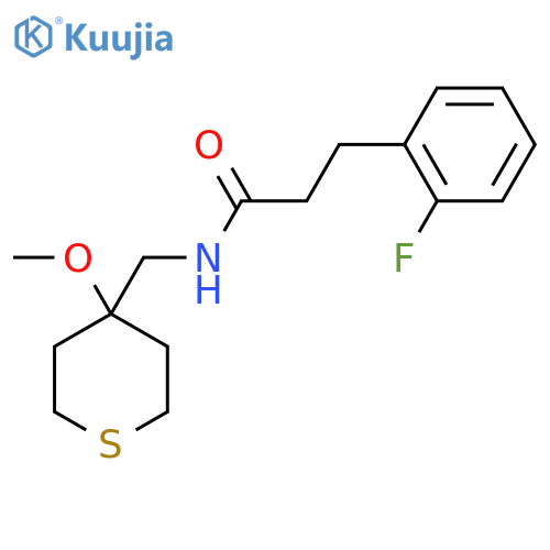 3-(2-fluorophenyl)-N-[(4-methoxythian-4-yl)methyl]propanamide structure