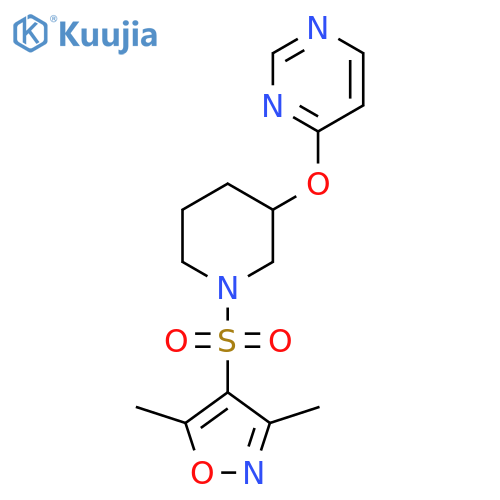 4-({1-(3,5-dimethyl-1,2-oxazol-4-yl)sulfonylpiperidin-3-yl}oxy)pyrimidine structure
