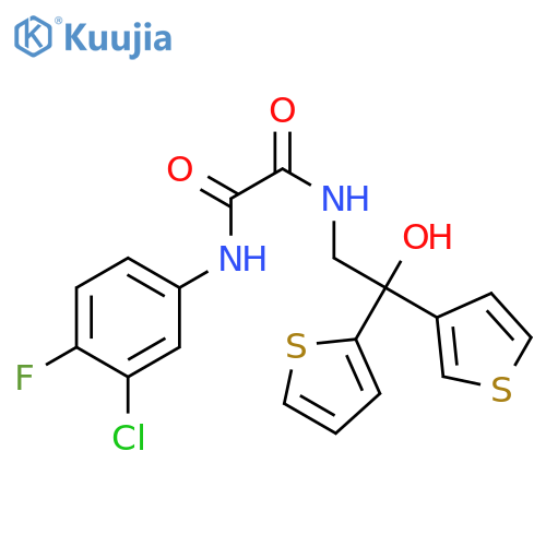 N'-(3-chloro-4-fluorophenyl)-N-2-hydroxy-2-(thiophen-2-yl)-2-(thiophen-3-yl)ethylethanediamide structure