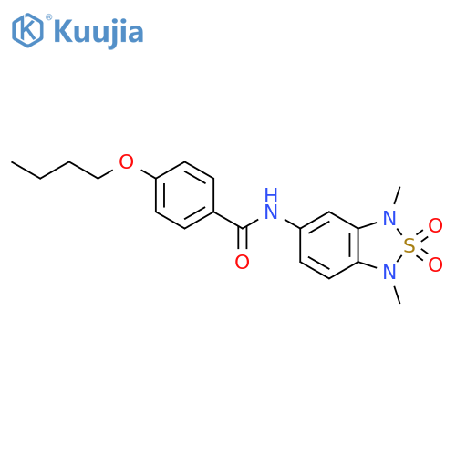 4-butoxy-N-(1,3-dimethyl-2,2-dioxo-1,3-dihydro-2lambda6,1,3-benzothiadiazol-5-yl)benzamide structure