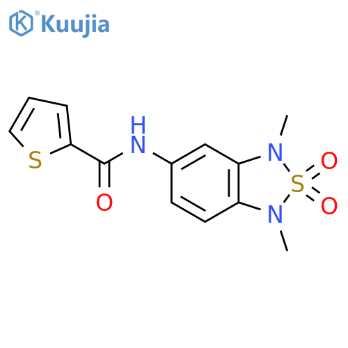 N-(1,3-dimethyl-2,2-dioxo-1,3-dihydro-2lambda6,1,3-benzothiadiazol-5-yl)thiophene-2-carboxamide structure