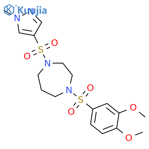 1-(3,4-dimethoxybenzenesulfonyl)-4-[(1-methyl-1H-pyrazol-4-yl)sulfonyl]-1,4-diazepane structure