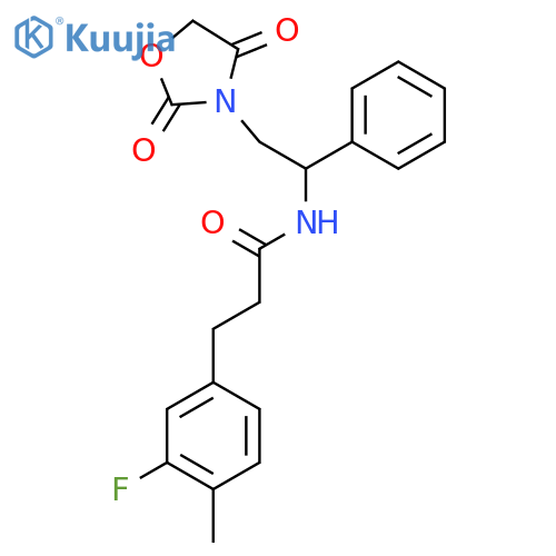 N-[2-(2,4-dioxo-1,3-oxazolidin-3-yl)-1-phenylethyl]-3-(3-fluoro-4-methylphenyl)propanamide structure