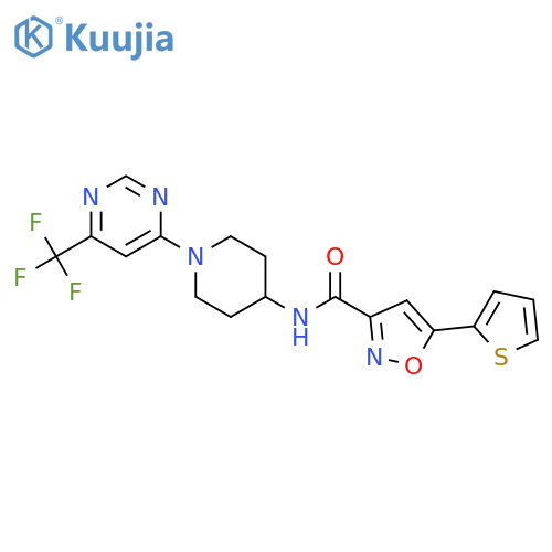5-(thiophen-2-yl)-N-{1-[6-(trifluoromethyl)pyrimidin-4-yl]piperidin-4-yl}-1,2-oxazole-3-carboxamide structure