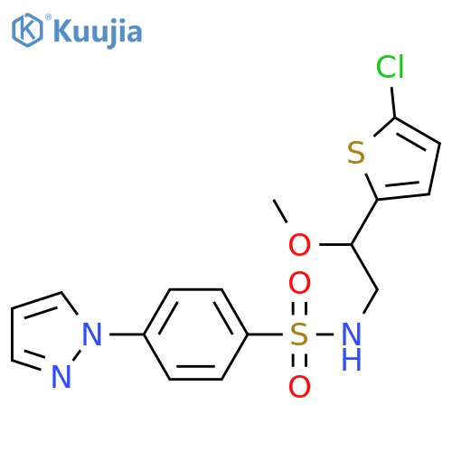 N-[2-(5-chlorothiophen-2-yl)-2-methoxyethyl]-4-(1H-pyrazol-1-yl)benzene-1-sulfonamide structure