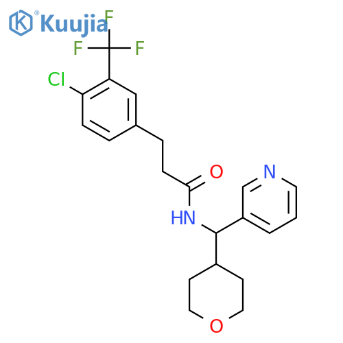 3-[4-chloro-3-(trifluoromethyl)phenyl]-N-[(oxan-4-yl)(pyridin-3-yl)methyl]propanamide structure